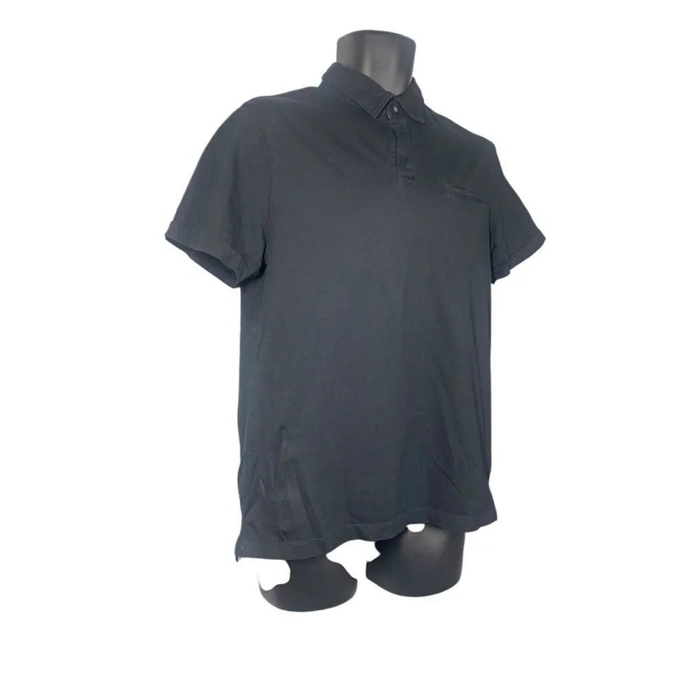 Banana‎ Republic Men's Fitted Pima Polo Shirt Black Short Sleeve Size Medium